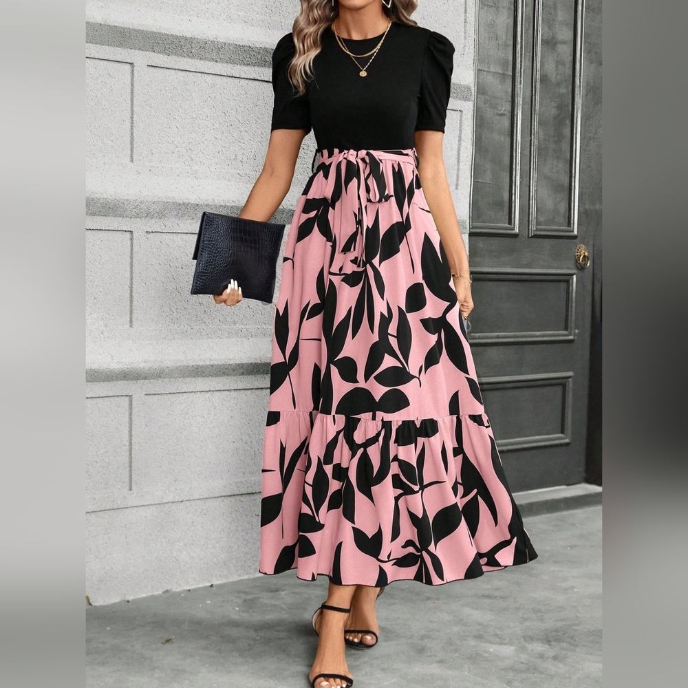 Puff Sleeve Dress With Ruffled Hemline says xl but more like a large - Picture 2 of 5